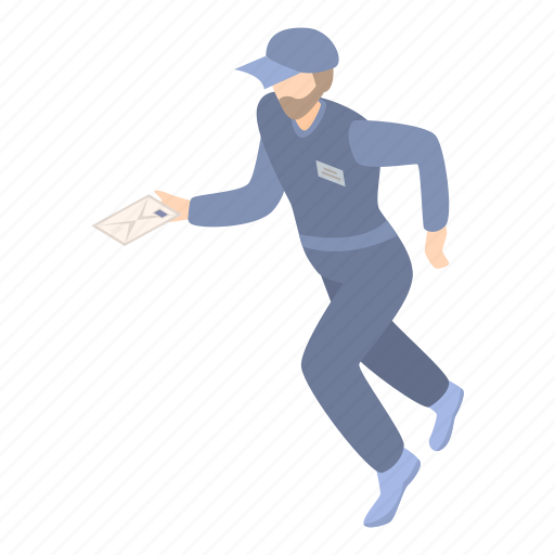 Cartoon, heart, isometric, mailman, man, person, running icon - Download on Iconfinder