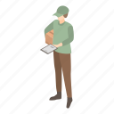 business, cartoon, hand, isometric, person, postman, special