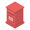 box, business, cartoon, christmas, isometric, mail, red