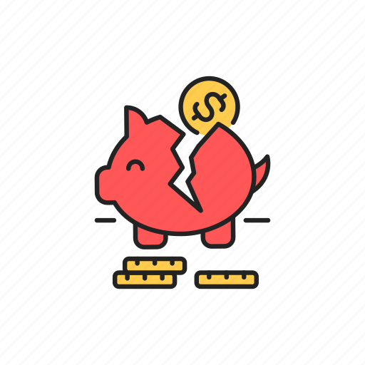 Broken, piggy, bank icon - Download on Iconfinder