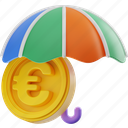 finance, coin, euro, money, umbrella 
