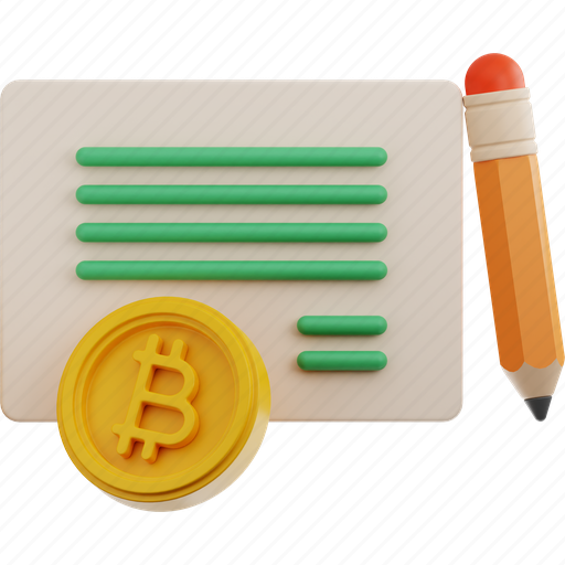 Finance, coin, bitcoin, certificate, money 3D illustration - Download on Iconfinder