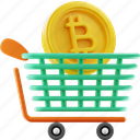 finance, bitcoin, coin, shopping, cart