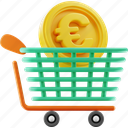 finance, shopping, cart, euro, coin, money