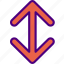 arrow, direction, location, orientation, vertical 