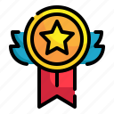 reward, ribbon, badge, circle, medal, winner, prize icon