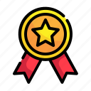 star, reward, prize, badge, ribbon, award, medal icon