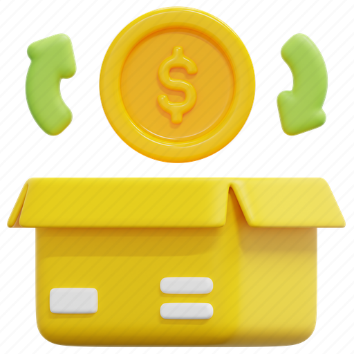 Cash, flow, product, management, box, package, 3d 3D illustration - Download on Iconfinder