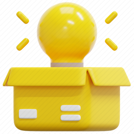 Design, product, management, box, package, bulb, idea 3D illustration - Download on Iconfinder