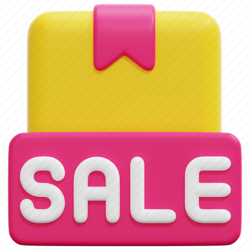 Sale, product, management, box, package, banner, label 3D illustration - Download on Iconfinder
