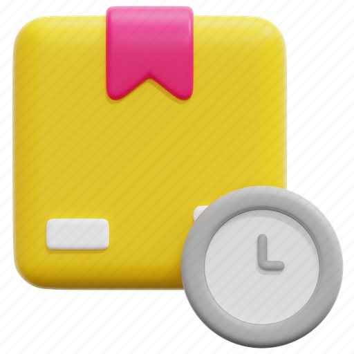 Time, product, management, box, package, clock, deadline 3D illustration - Download on Iconfinder