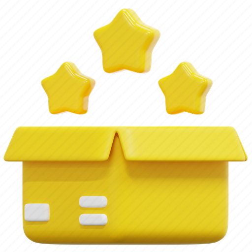 Quality, product, management, box, package, guarantee, star 3D illustration - Download on Iconfinder
