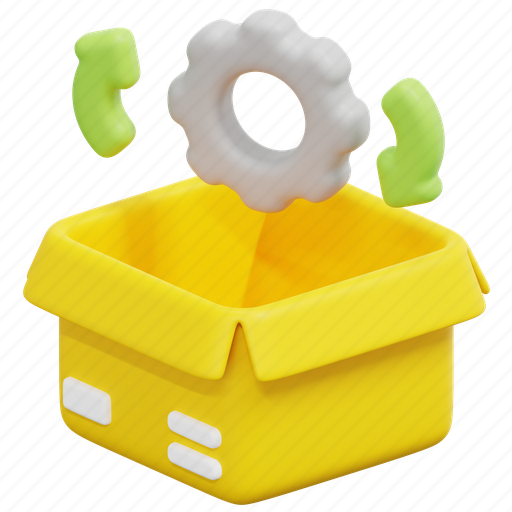 Product, management, box, gear, package, process, 3d 3D illustration - Download on Iconfinder