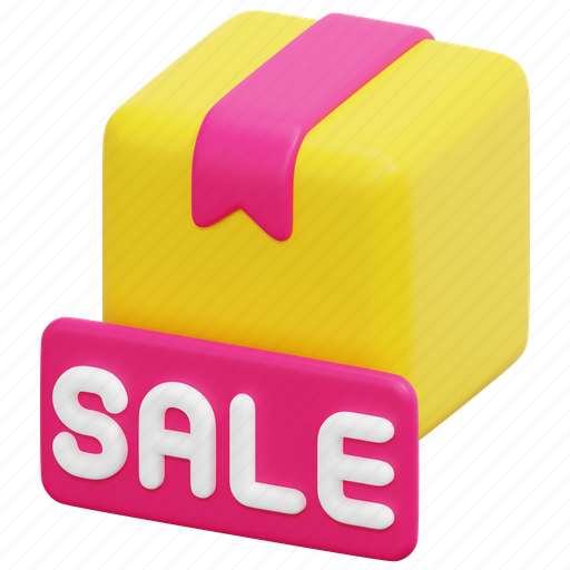 Sale, product, management, box, banner, package, label 3D illustration - Download on Iconfinder