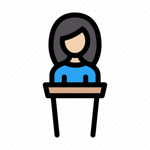 Presentation, female, girl, avatar, speech icon - Download on Iconfinder
