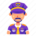police, officer, man, avatar, profession