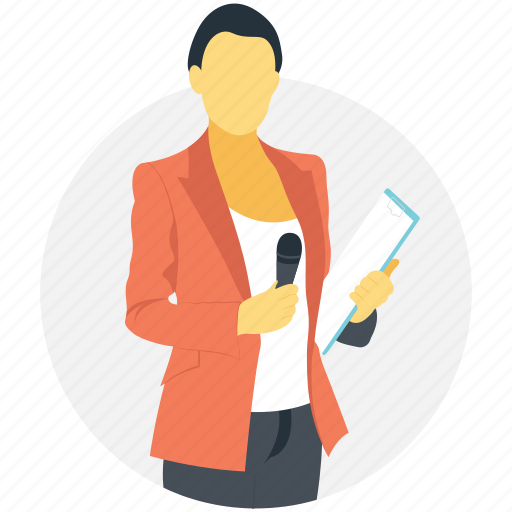Communicator, media person, news person, newswoman, reporter icon - Download on Iconfinder