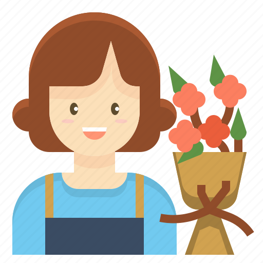 Florist, flower, gardener, occupation, profession, woman icon - Download on Iconfinder
