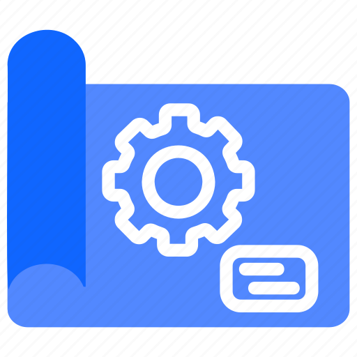Blueprint, gear, preferences, system, plan icon - Download on Iconfinder