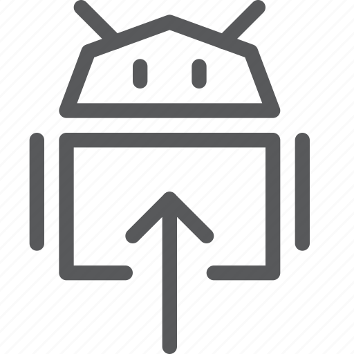 Android, upload, arrow, coding, load, programming, robot icon - Download on Iconfinder