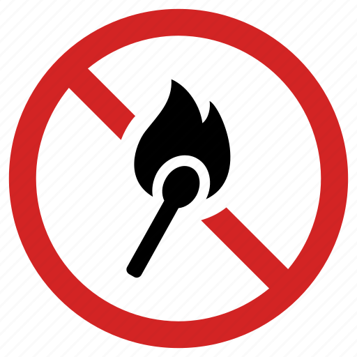 Ban match, flame prohibited, forbidden, no fire, not allowed, prohibition, warning sign icon - Download on Iconfinder