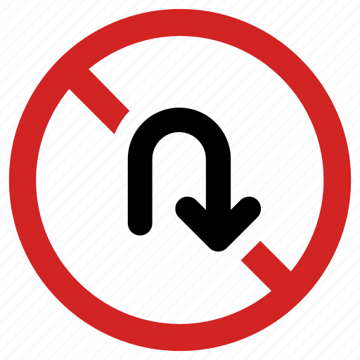 Forbidden, no turn, not allowed, prohibited, sign, u turn icon - Download on Iconfinder
