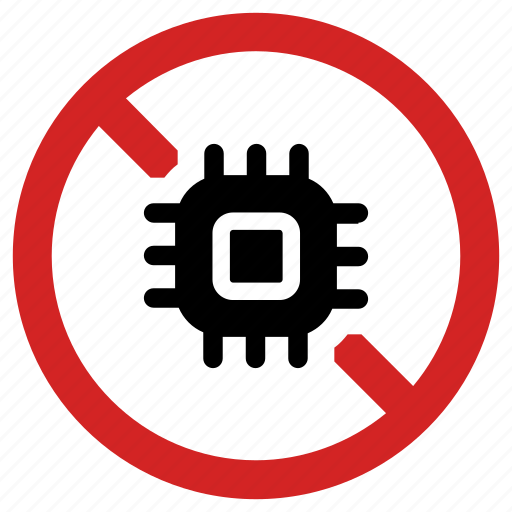 Ban chip, blocked processor, no electronics, prohibited sign, restricted, stop, technology forbidden icon - Download on Iconfinder