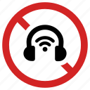 ban noise, headphones prohibited, music forbidden, not allowed, prohibition sign, stop sound