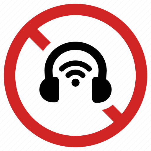 Ban noise, headphones prohibited, music forbidden, not allowed, prohibition sign, stop sound icon - Download on Iconfinder