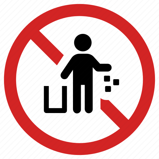 Banned, do not litter, forbidden sign, no garbage, prohibited, stop littering, throwing waste icon - Download on Iconfinder