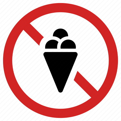 Banned, forbidden, ice cream, no dessert, not allowed, prohibited icon