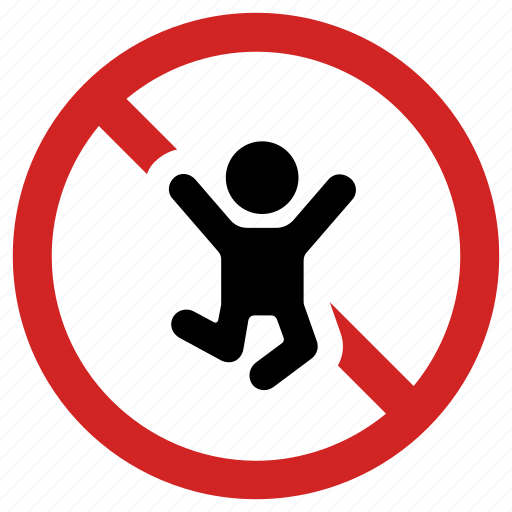 Forbidden, jumping, kid not allowed, no jump, prohibited, prohibition sign icon - Download on Iconfinder