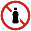 banned, bottle prohibited, forbidden, no drink allowed, plastic, prohibition sign 