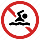 ban swimming pool, forbidden, no swimming, not allowed, prohibition sign, restricted, swim prohibited