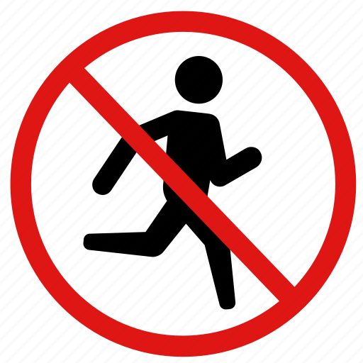 Careful, no jogging, no running, prohibited, running icon - Download on Iconfinder