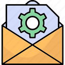 setting letter, email, envelope, option, gear