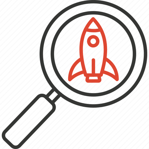 Magnifier, research, spaceship, find, rocket icon - Download on Iconfinder