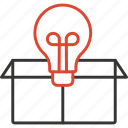 bulb, idea, creative, solution, box
