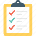 checklist, clipboard, list, memo, task