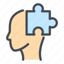 head, puzzle, jigsaw, idea, part, man, person