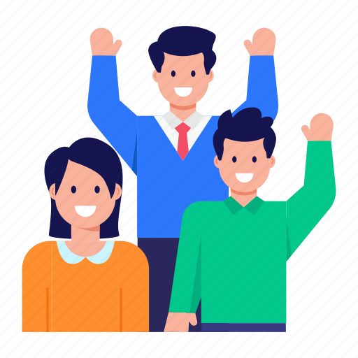 Happy persons, happy employees, team, successful team, happy team illustration - Download on Iconfinder
