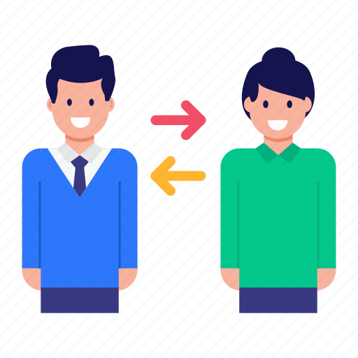 Communication transfer, talk transfer, one to one talk, face to face talk, colleagues discussion illustration - Download on Iconfinder