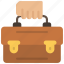 holding, briefcase, hand, case, work 