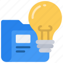 idea, folder, files, light, bulb