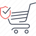 cart, customer, protection, security, shield, shopping