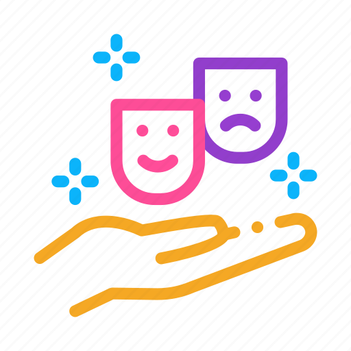 Hand, help, joy, masks, psychotherapist, psychotherapy, sadness icon - Download on Iconfinder