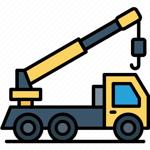 Crane, truck, digger, flatbed, hauler, heavy, trailer icon - Download on Iconfinder