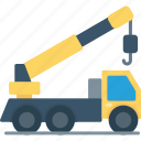 crane, truck, digger, flatbed, hauler, heavy, trailer