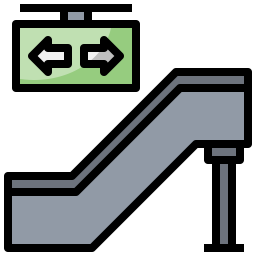 Escalator, people, sign, stairs, transportation, travel icon - Free download