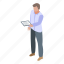 business, cartoon, computer, isometric, manager, modern, purchasing 